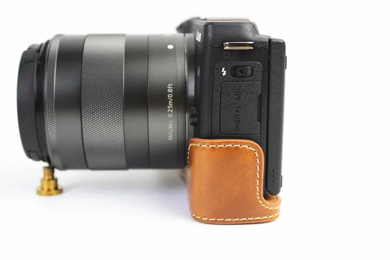 Новинка из искусственной кожи Половина чехол для canon eos m3 для зеркальной однообъективной камеры eos m3 Камера в черном и коричневом цвете/Кофе