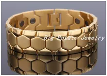 21.3 cm * 17.8mm de Moda de Acero de Tungsteno De Carburo De Tungsteno Pulseras Magnéticas del Balance Energético de Plata/Chapado En Oro de Atención Médica joyería