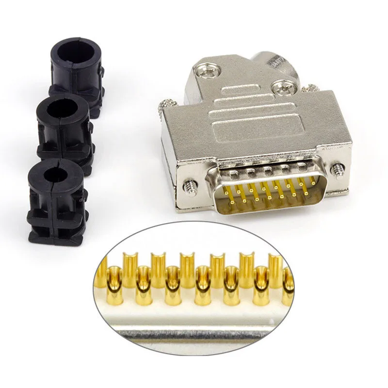 DB15 штепсельная вилка два ряда 15 контактный скошенный выход Ранняя оболочка 45