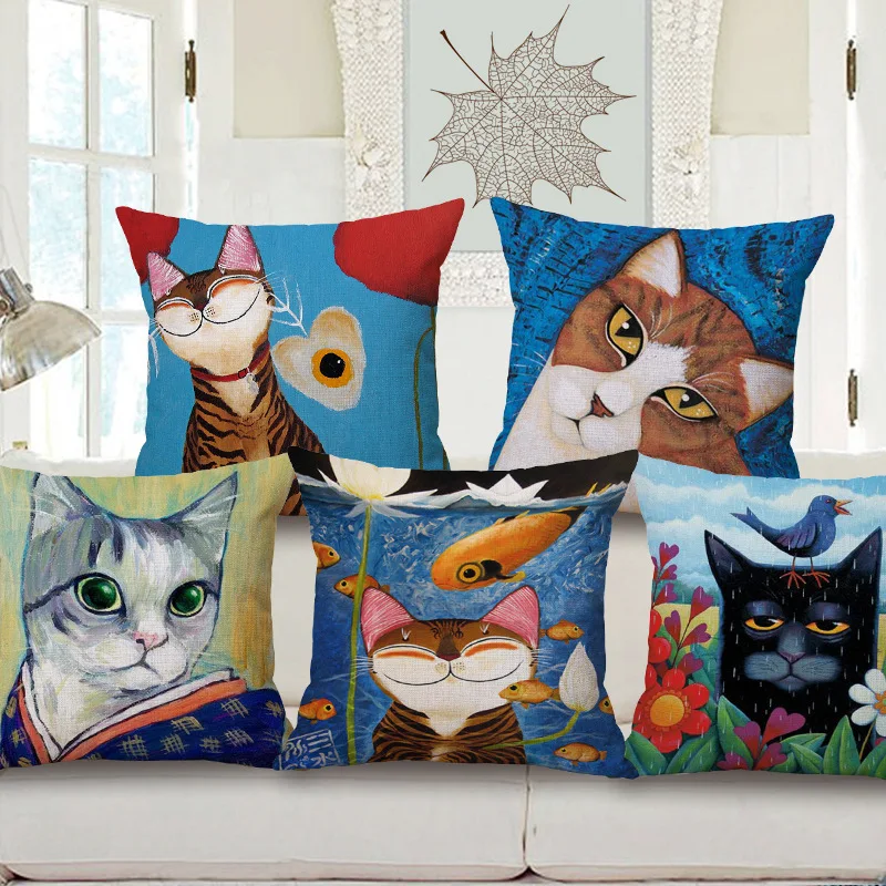Стиль живописи кошка Наволочка Диван Чехлы Home Decor