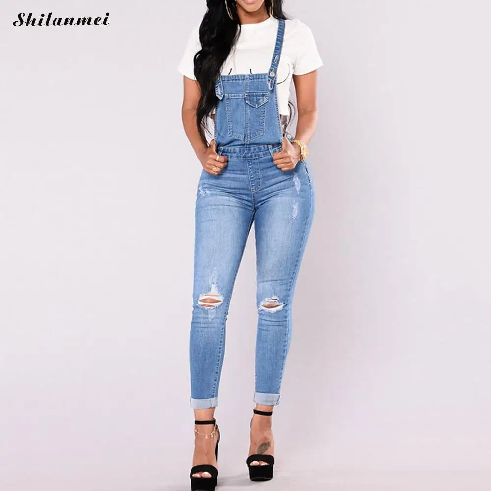 2018 Women Jumpsuit Denim Romper Overalls Casual Long Suspender ...