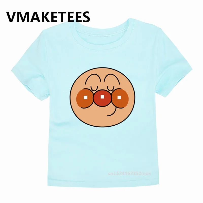 Anpanman/футболка с мультяшным принтом для мальчиков и девочек детская повседневная одежда Baikinman летняя футболка с короткими рукавами для малышей HKP5254E - Цвет: Modal Blue