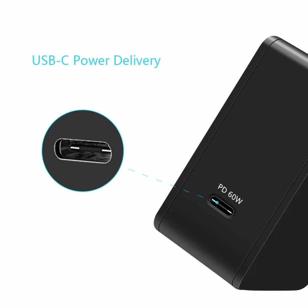 YOJOCK 60 Вт usb type-C настенное зарядное устройство адаптер питания с питанием для Apple MacBook/iPhone XS XR/Xiaomi USB-C PD зарядное устройство