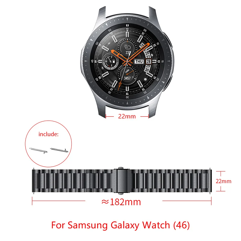 Ширина ремешка 22 мм ремешок из нержавеющей стали для samsung Galaxy Watch(46) Складная Пряжка Регулируемый размер Galaxy Watch Замена ремешка