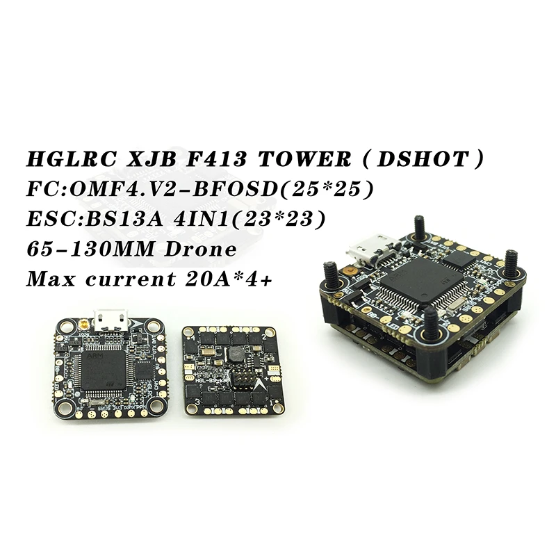 

F-Cloud HGLRC XJB F413 DSHOT Flight Tower 4IN1 BS13A ESC Mini Racing Drone F4 Flying Control