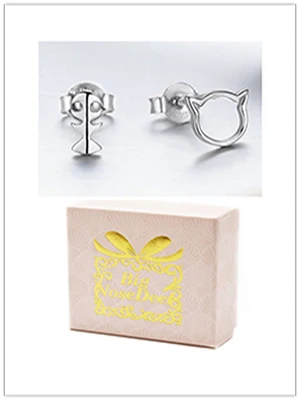 Розовый Единорог серебряные серьги кошки сверкающие маленькие крокодила собаки