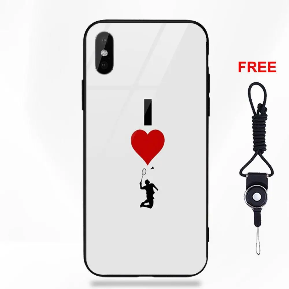 as picture Для Apple IPhone X XS Max XR 5 5C 5S SE 6 6 S 7 8 плюс мягкий ТПУ чехол+ закаленное Стекло Капа чехол Мода играть в бадминтон - Цвет: as picture