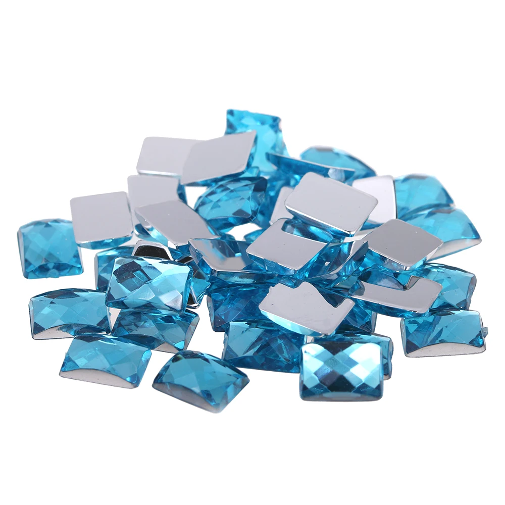 14 aquamarine 2000 6x8 мм 2000 шт. квадратная драгоценные камни плоская полированная задняя поверхность стразы граненые Акриловые стразы из горного хрусталя с зеркальным блеском камешки для дизайна ногтей - Цвет: 14 aquamarine 2000