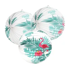 Пальмовые Листья Фламинго тропические вечерние летние украшения 3 шт. " аккордеонные бумажные фонари для Гавайских Луау свадьбы День рождения Декор