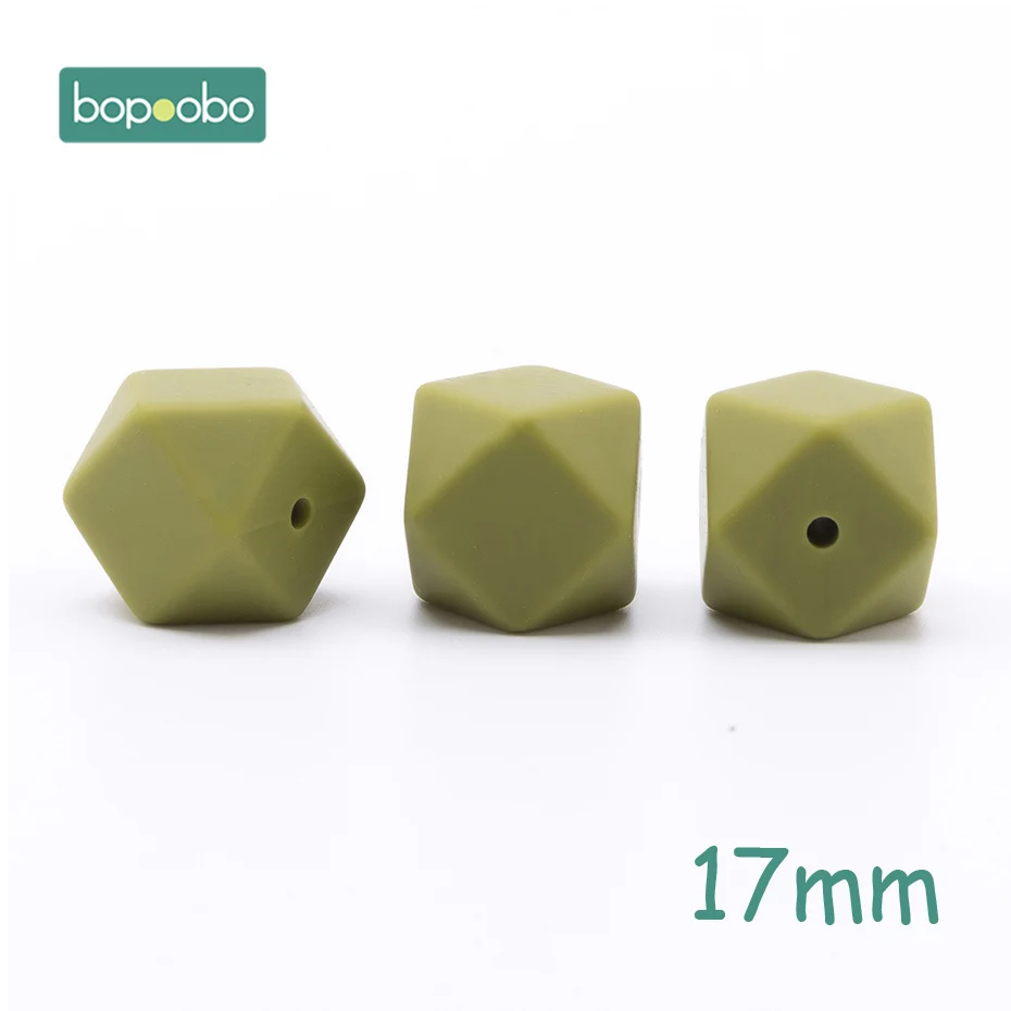 17mm Green Bean Bopoobo 5 шт. 14 мм Силиконовые шестигранные шарики силиконовые Детские Прорезыватели 17 мм силиконовые бусины для ожерелья безопасные игрушки силиконовые крошечные стержни - Цвет: 17mm Green Bean