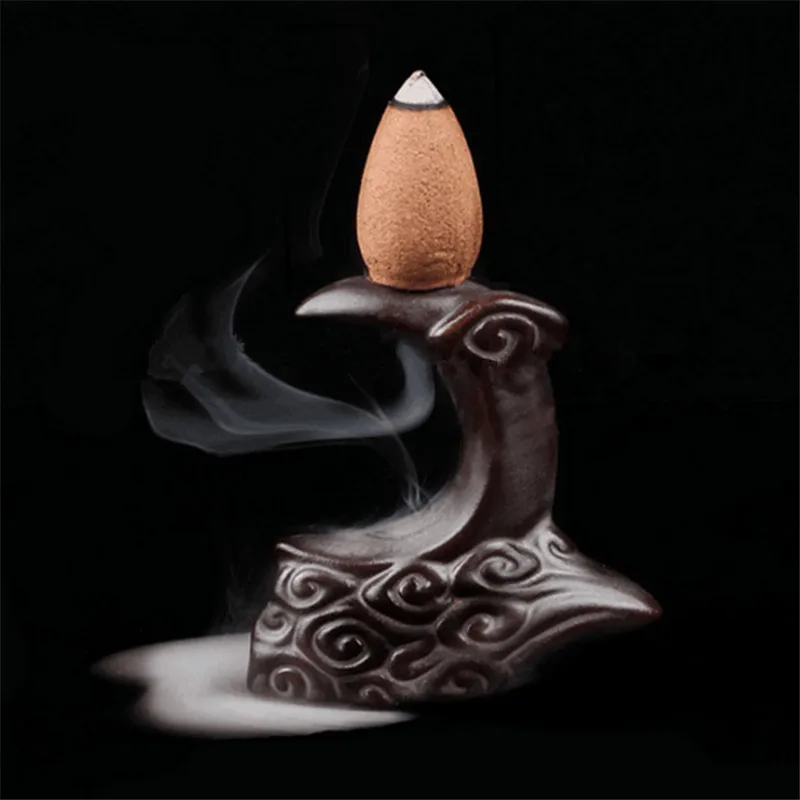 

1Pcs Ceramic Incense Burner Rosy Clouds Chasing The Moon Back Incense Burner Mini Small Furnishing Articles Moon Incense Burner