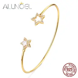 ALLNOEL 2019 серебро 925 пробы роскошный браслет для Для женщин 14 K золото Регулируемая граненый фианит Ювелирные изделия с драгоценными камнями