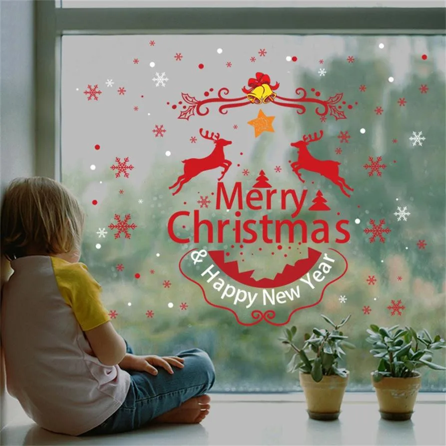 Merry Christmas домашний Домашний номер рисунок-Наклейка на стену Декор Наклейка Съемная новое зеркало детская комната украшение Navidad 2018