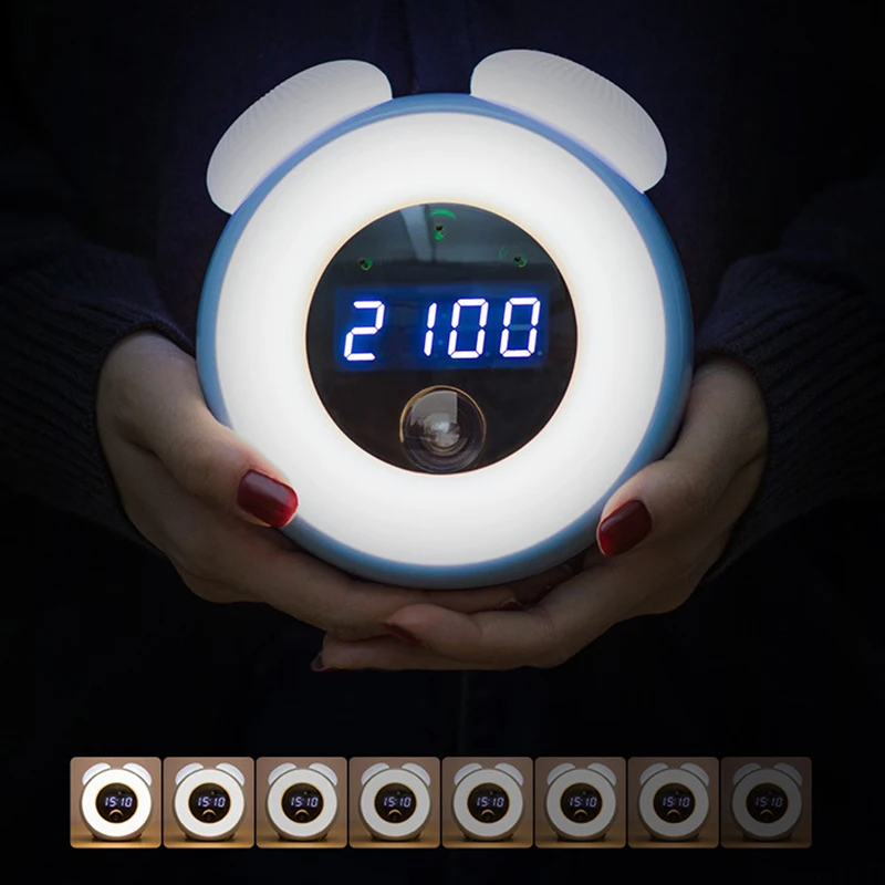 

Human body induction Sensor LED Night Light Alarm Clock USB Charging Lights Lamp for Bedroom Home Decoration Stepless dimming