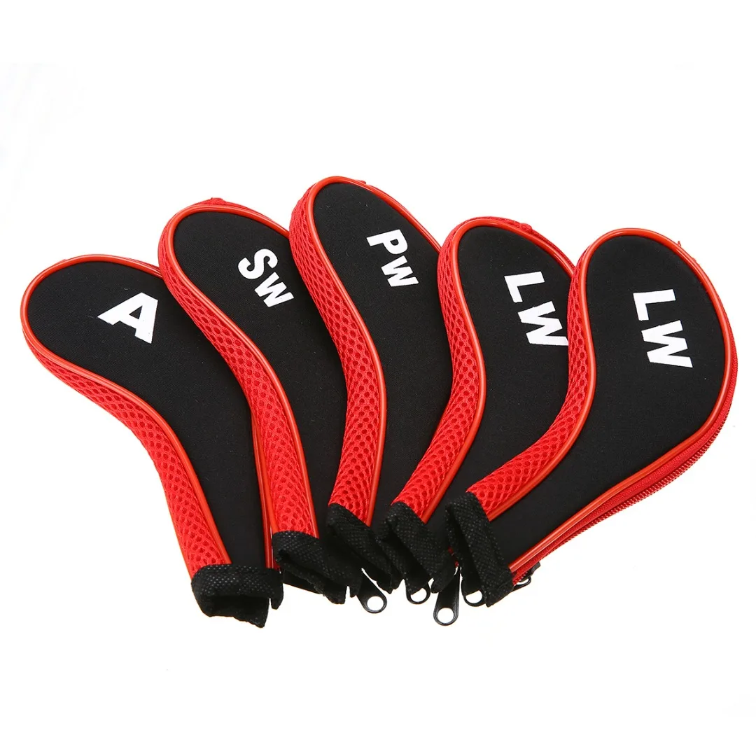 High Quality 12Pcs Rubber Neoprene Golf Head Cover Golf Club Iron Putter with Zipper Long Neck Protect Set Number Printed