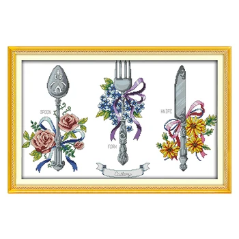 

Joy Sunday cross stitch kits set Tableware (2) DMC14CT11CT cotton fabric livingroom hotel painting gift art factory wholesale