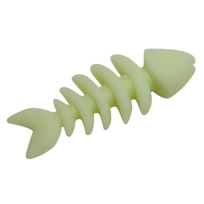 Green Горячая светящаяся рыба Жевательная кость игрушки кошка силиконовая игрушка укусы устойчивы для зубов-моляров игрушка для домашних животных - Цвет: Green