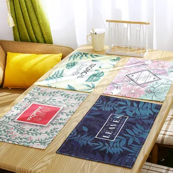 

4PCS/Set Leaves Printed Table Mat 30*45cm Placemat Tea Coffee Mug Pad 2018 New Cloth Napkins for Weddings Dinning Table Napkin