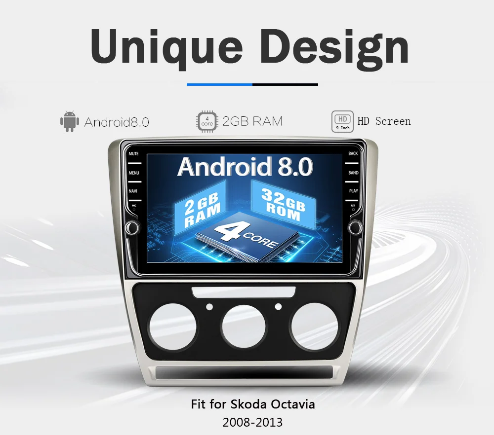 Funrover 9 ''Android 8,0 2 din автомобильный Dvd мультимедийный плеер Навигация Аудио Радио для Skoda Octavia 2008-2013 A 5 A5 Yeti Fabia