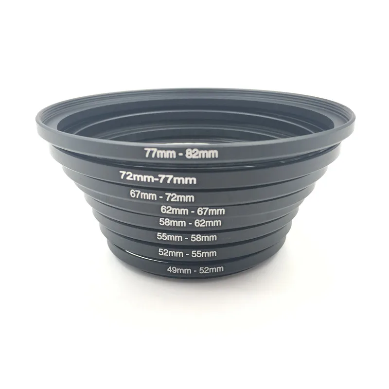 

Metal Step Up Rings Aluminum Universal Lens Adapter Filter Set 37-49-52-55-58-62-67-72-77-82mm