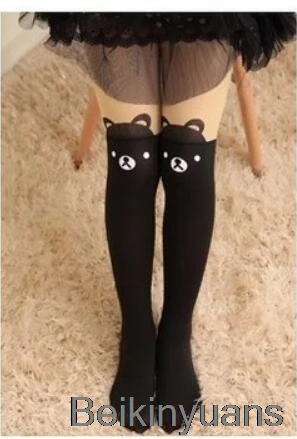 Black bear Детские колготки для девочек; Колготки с рисунком кота; Танцевальные чулки для девочек; детский чулок с рисунком кота; сезон весна-лето; детские колготки для девочек; одежда - Цвет: Black bear