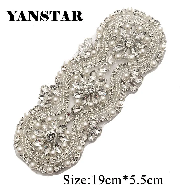 YANSTAR(5 шт.) пояс невесты из бисера Кристалл rhinesd аппликации аксессуар шитье на лента для свадебного платья YS928 - Цвет: Silver