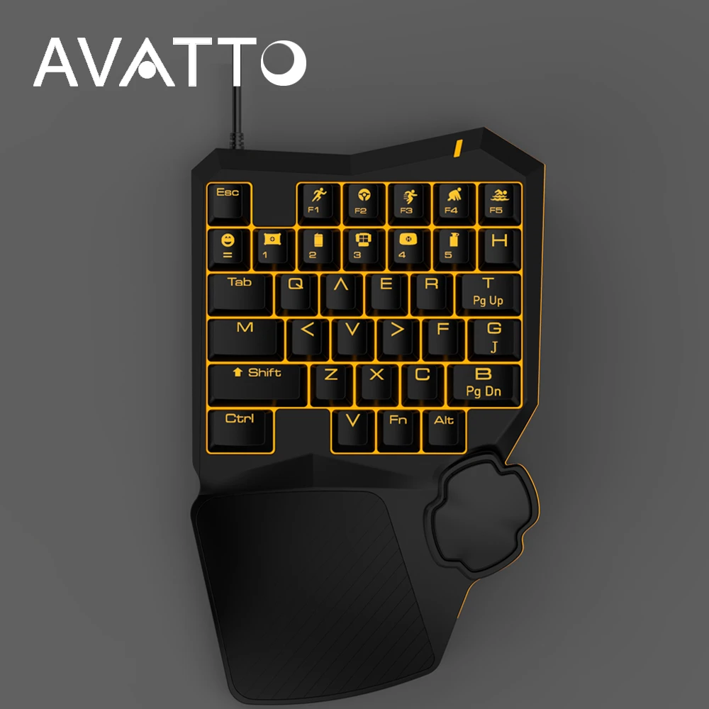 Avatto Profesional Pubg Mechanical Gaming Keyboard dengan Backlit, Kabel Satu Tangan Pergelangan ...