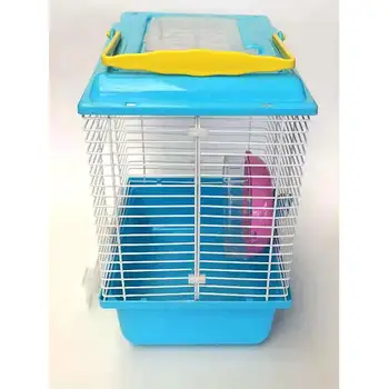 Portable Heighten Single Layer Pet Syrian Hamster Cage with Cover Running Wheel Bowl for Small Habitat Guinea Pigs Mice Habitat 4