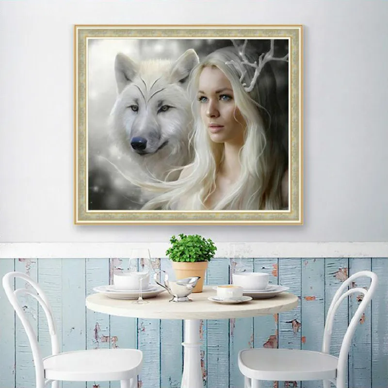 5D DIY полная дрель Алмазная картина Красавица и Чудовище Снежный волк животные алмаз Современная Гостиная крест-масло для алмазной мозаики живопись