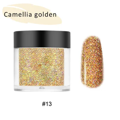 camellia golden 10 мл 16 цветов Блеск для ногтей порошок прозрачный/лазерный Блестящий Порошок для украшения для ногтей хромированный пигмент для маникюра наконечник FA46 - Цвет: camellia golden
