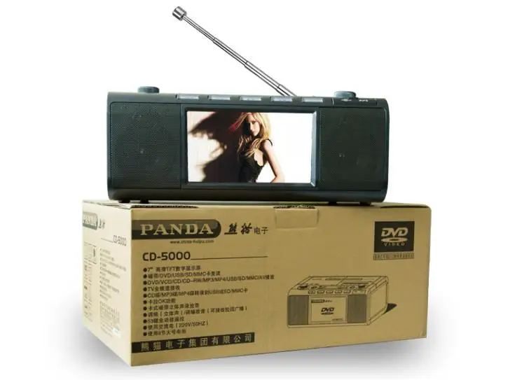 Черный Panda CD-5000 Кассетный рекордер CD проигрыватель машина Английский Обучение DVD хлеб повторитель радио - Цвет: Черный