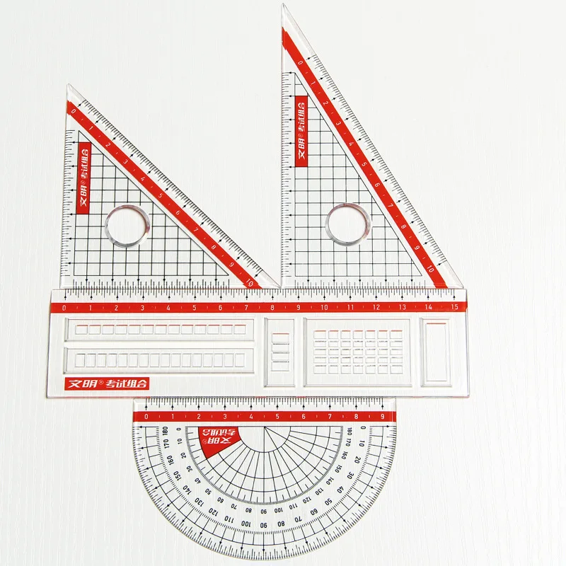 1 шт., R-9210, контрольная карточка, линейка, транспортир, треугольник, набор из четырех частей, набор карт, линейка