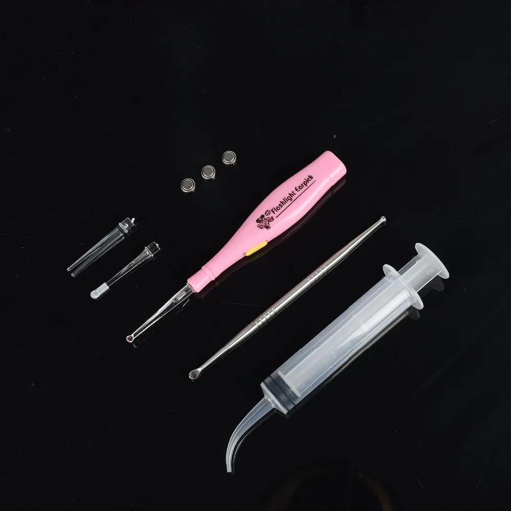 New Tonsil Stone Remover Tools LED Light Ear Wax Remover Stainless Steel Earpick With 3 Tips 2