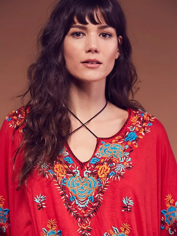 Huan-Qing Blusas Mujer винтажная Роскошная вышивка богемные люди свободные блузки с длинным рукавом сексуальный бандаж с v-образным вырезом Женские рубашки топы