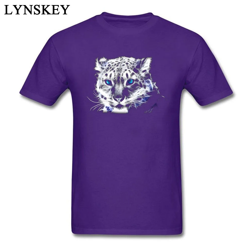 Casual Men's Snow Leopard Fractal T-shirts Coupons Summer Autumn Short Sleeve Round Collar 100% Cotton Tops T Shirt Printing Tee-Shirts purple