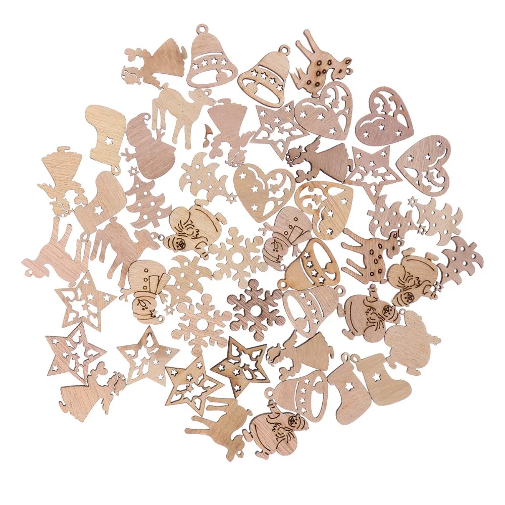 50 шт. милый мультяшный деревянный орнамент Елочное украшение с вырезами
