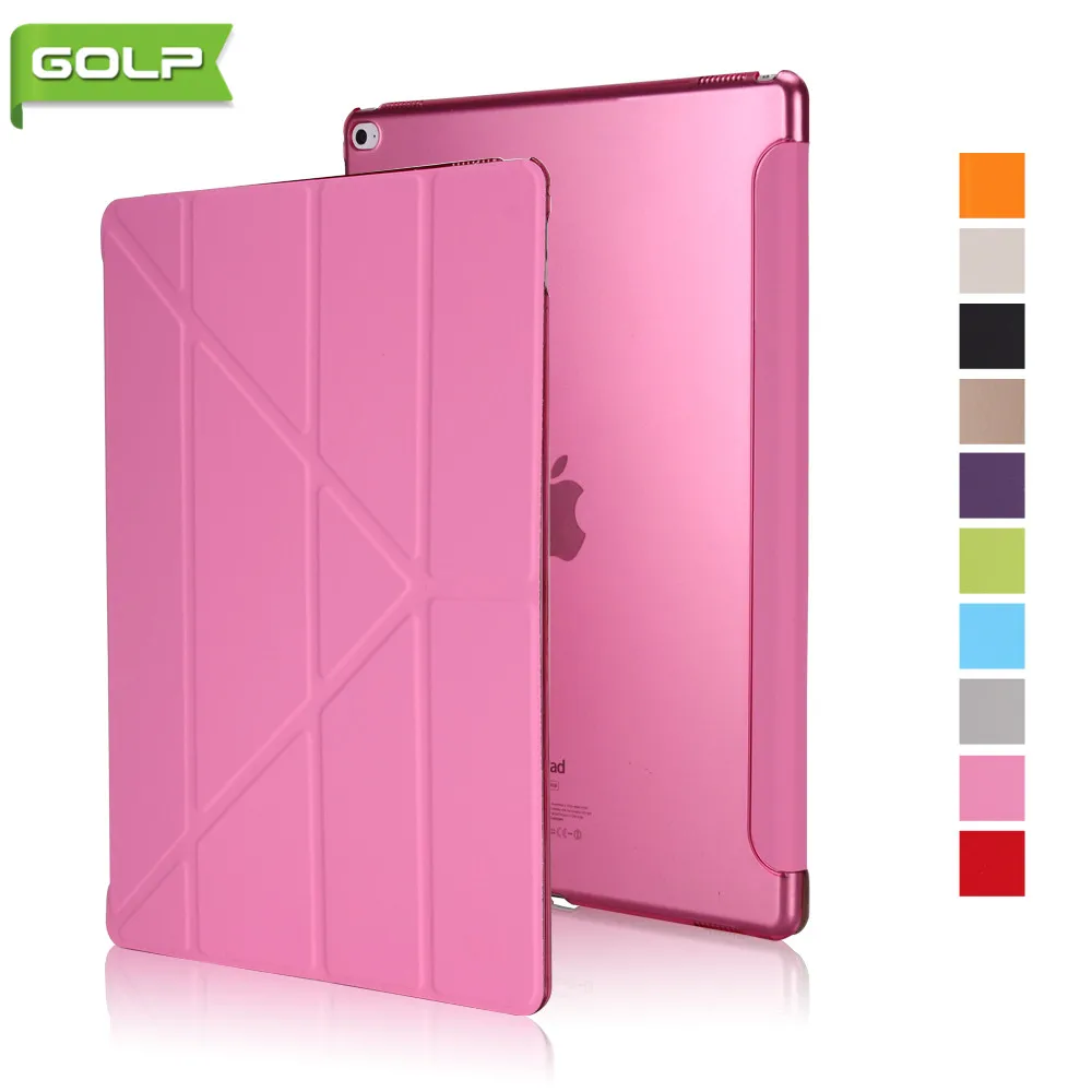 Чехол-книжка GOLP для iPad Pro 12,9 чехол из искусственной кожи прозрачный чехол-накладка для планшета Smart Cover для iPad Pro 12," тонкая задняя крышка - Цвет: pink