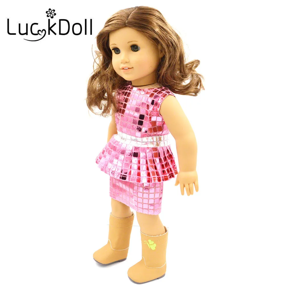 Luckdoll розовые блестки, кукла-сумка юбкой в стиле хип-хоп для 18-дюймовые американская кукла и 43 см для ухода за ребенком для мам кукла аксессуары подарок на год