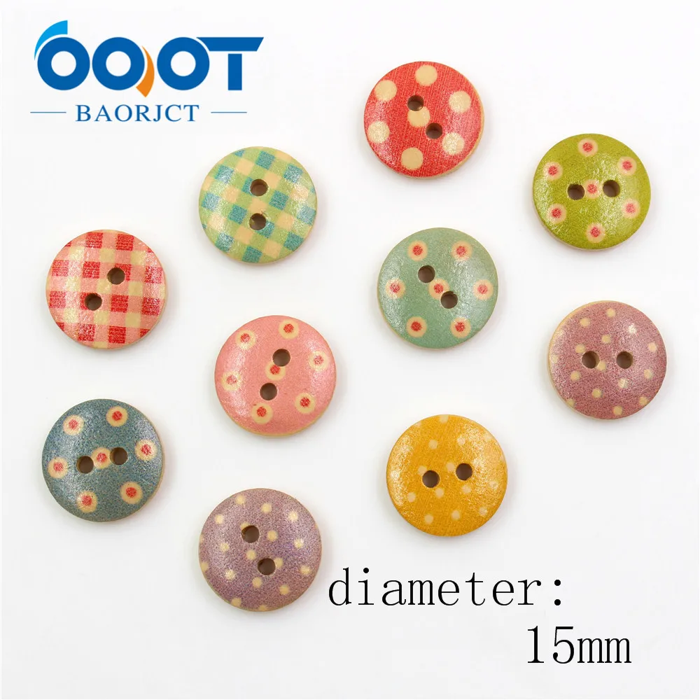 OOOT BAORJCT 181236 100 шт Круглый Смешанная Многоцветный 2 отверстия Вуд Швейные Кнопки sinicism 15 мм пуговицы для одежды своими руками материалы