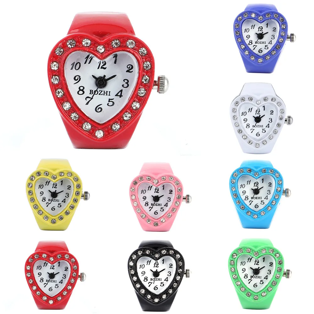 Часы наручные женские кварцевые с кольцом сердечком эластичные Роскошные модные