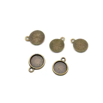 

ON SALE-100PCS Antique Bronze or Antique Silver Frame Blank Pendant Charm Tray Round Cabochon Setting,wholesale