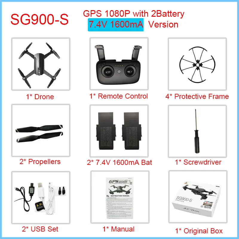 Профессиональный gps Дрон с wifi FPV 1080P 720P HD камера SG900S 20minis Flying Follow Me Hold складной Радиоуправляемый Дрон вертолет - Цвет: Black1080p2BBox