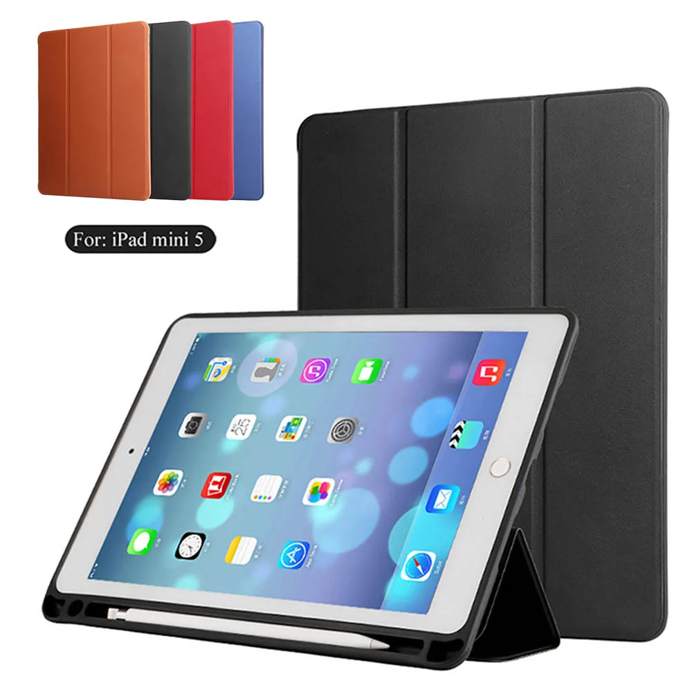 

PU Leather Protective Case 7.9" For Apple iPad Mini 5 2019 Case with pencil holder smart cover stand leather funda tablet case