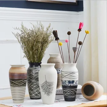 

Modern ceramic vase creative black desktop vase balcony container flower pot home decoration crafts wedding decoration vase