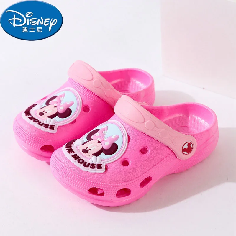 Disney/обувь; Новинка года; шлепанцы для маленьких мальчиков и девочек; летняя Нескользящая детская пляжная обувь с мягкой подошвой; размеры 21-25 - Цвет: Rose Red