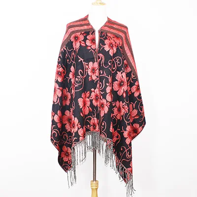 Шарф foulard mujer шарф с кисточками акриловые шали мусульманская Пашмина жаккард feminino тканевые шали hajibs Бандана Платок - Цвет: jujube black