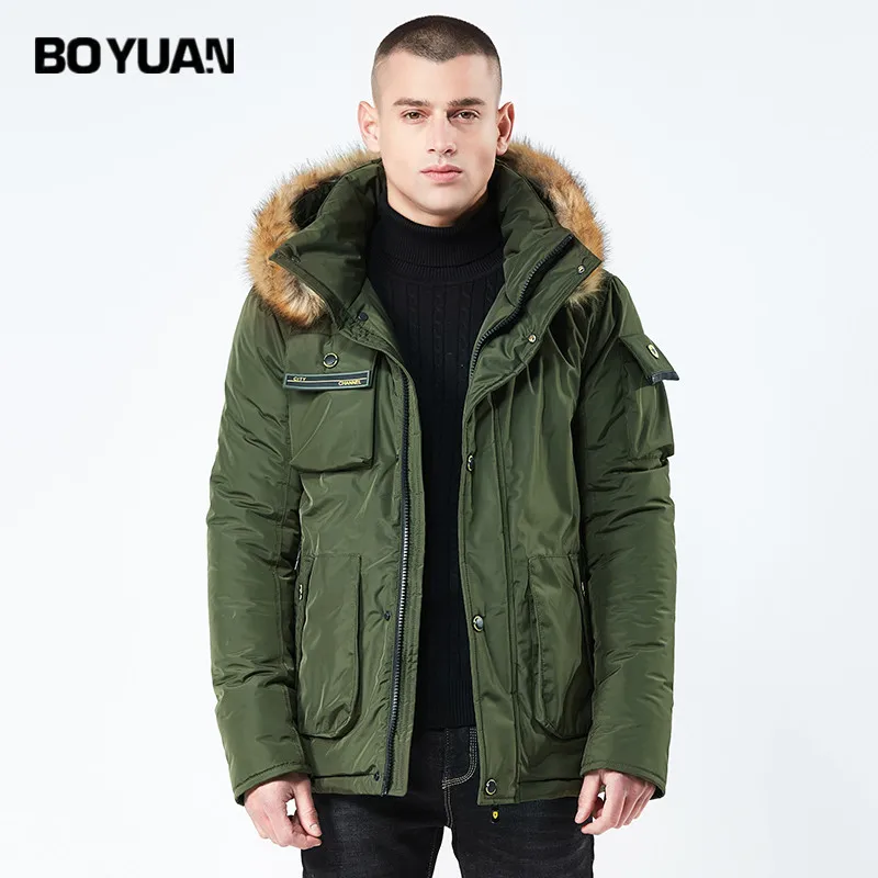 BOYUAN High Quality Parka Men Winter Long Jacket Men Thick Cotton