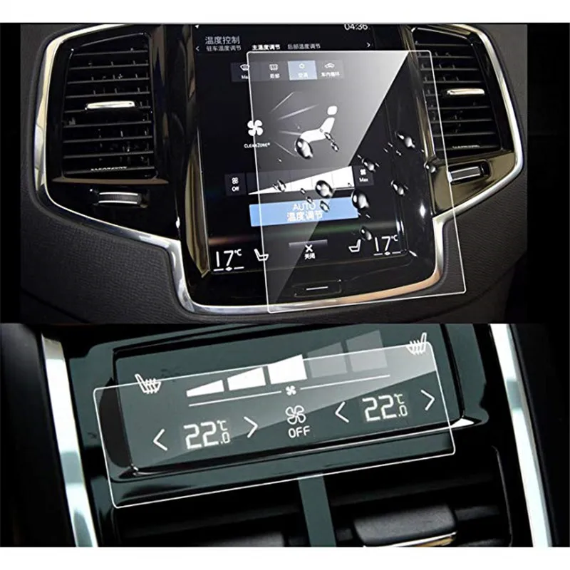 

Fpr Volvo V90 XC90 2016 2017 2PCS Car Navigation and Air Conditioning Display Screen Protector Clear Tempered Glass Protector