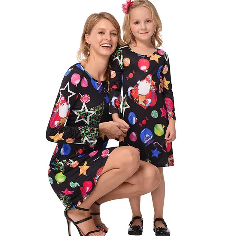 Рождественские пижамы для всей семьи; одежда «Мама и я»; платье для женщин и девочек; одежда для мамы; Семейные комплекты; платья для мамы и дочки
