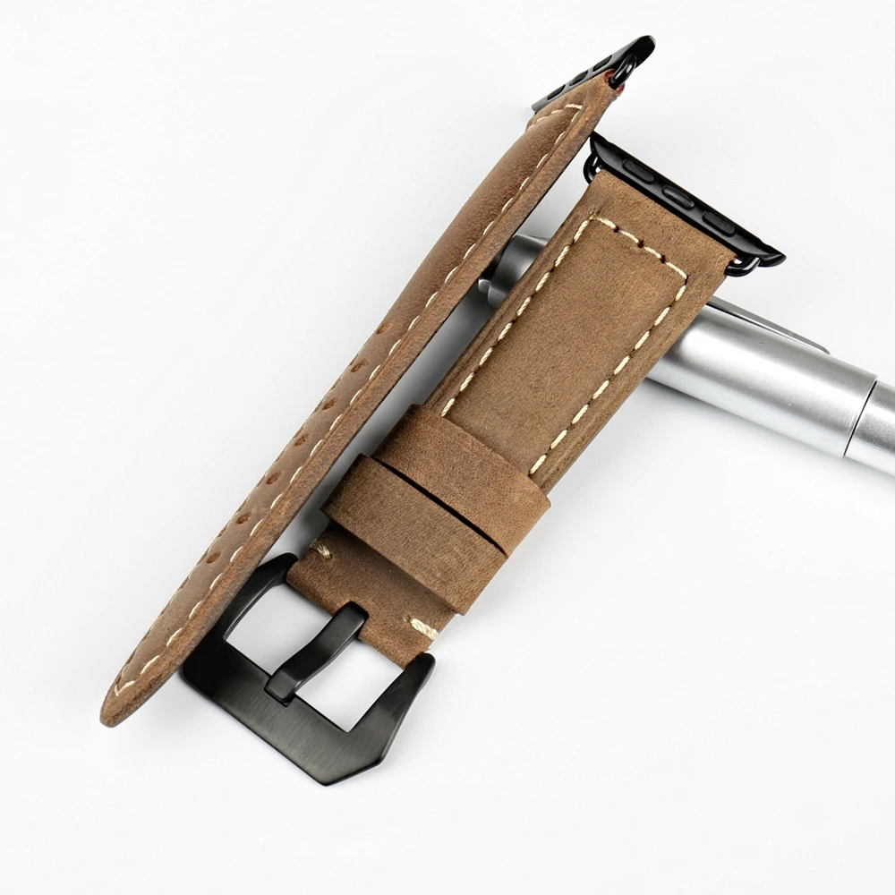 Ремешок MAIKES из натуральной коровьей кожи для Apple Watch браслет наручных часов 44 мм 40